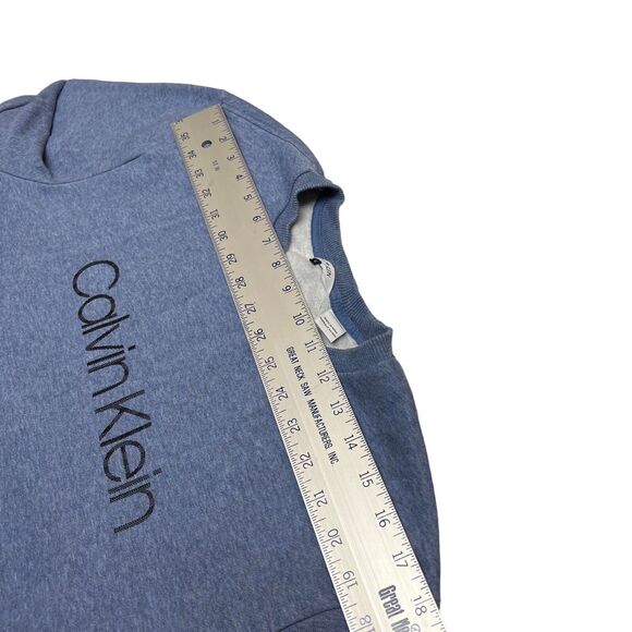 Calvin Klein Sweatshirt Mens XL Blue Logo Crewneck Pullover Cotton Blend Fall - Picture 6 of 9